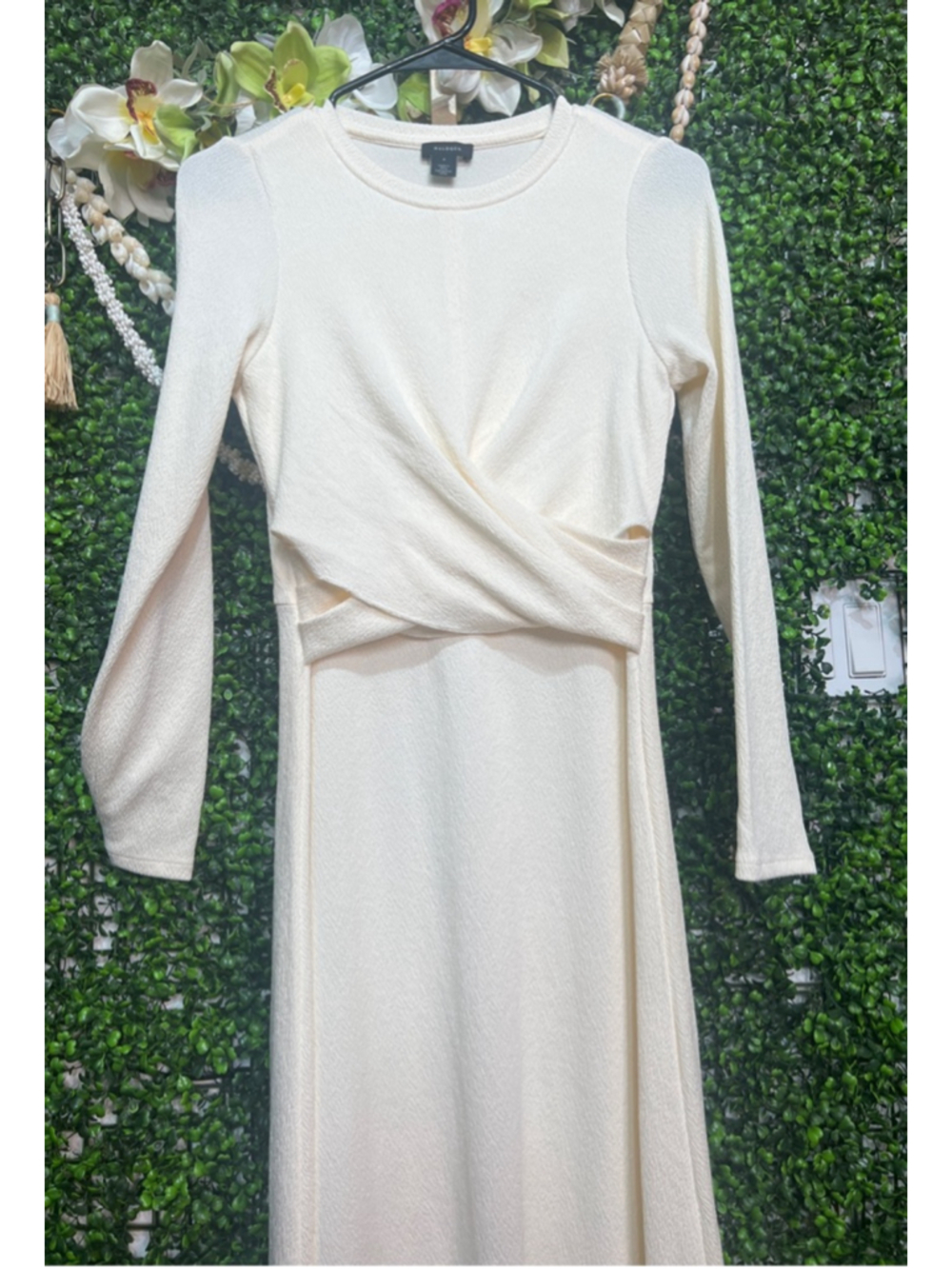 Women's Halogen Long Sleeve Midi Dress Cream Antique White size Small - Picture 2 of 7